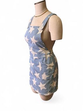 English Factory Light Blue Star-Print Pinafore Mini Dress
